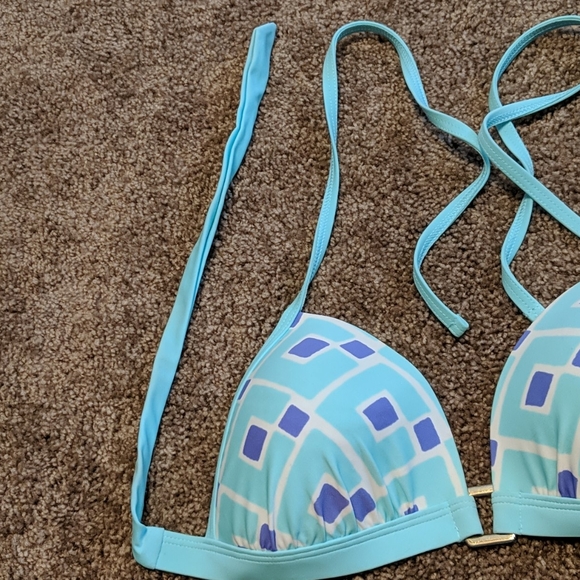 👙aerie, NWOT Blue Fun Patterned Bikini Top👙 - Picture 3 of 6